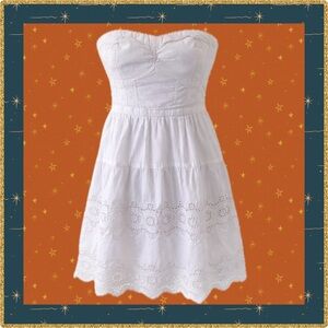 American Eagle AE White Strapless Eyelet Dress Size 4 | Smocked Back Sundress
